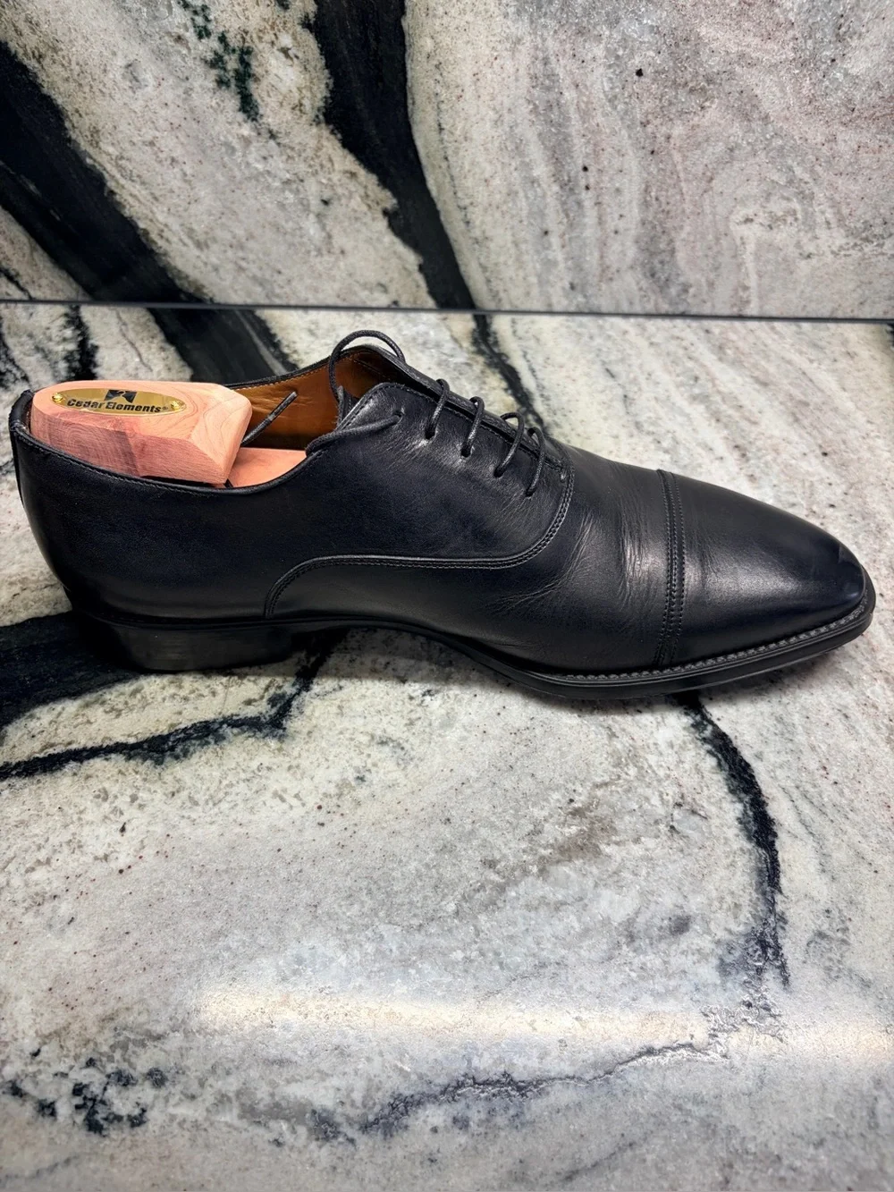 Santoni Black Cap Toe Oxford Dress Shoes Men’s UK 9.5 D US 10.5 Made in Italy